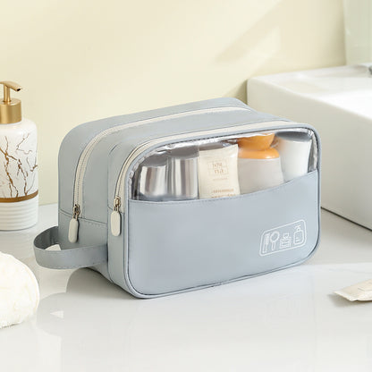 New Light Travel Leather Film Semi-permeable Toiletry Bag Waterproof Cosmetic Bag Increased Capacity Travel Daily Goods Easy Storage