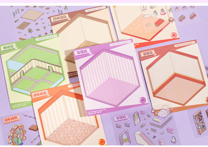 Language idle pet miniature landscaping cute sticker book freeze frame happy series three-dimensional fun landscaping 18 posting paper