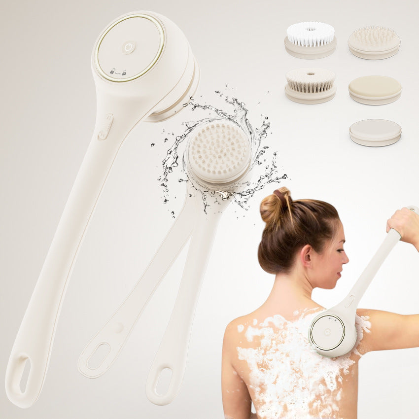 Dual-Handle Electric Bath Scrubber with Five Brush Heads, Spa-Grade Bath Brush, Wireless Electric Bath Brush, Body Cleansing Device
