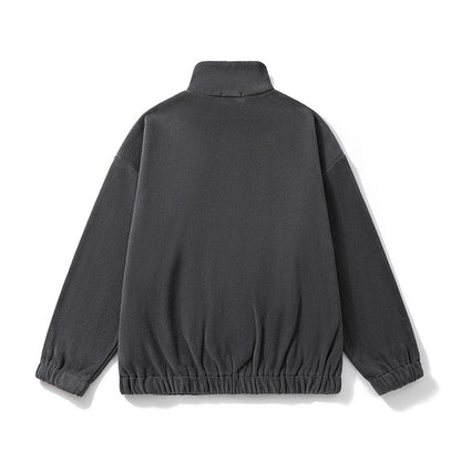 suit autumn and winter sweater men's stand collar half zipper fleece-lined American fashion brand loose casual men's top