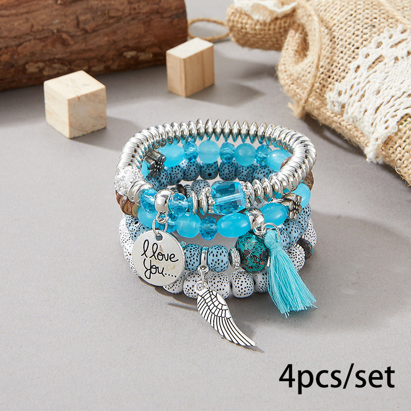 European and American Cross-Border Hot-Selling New Bohemian Bracelets Creative Tassel Multi-Layer Beaded Bracelets Fashion Jewelry