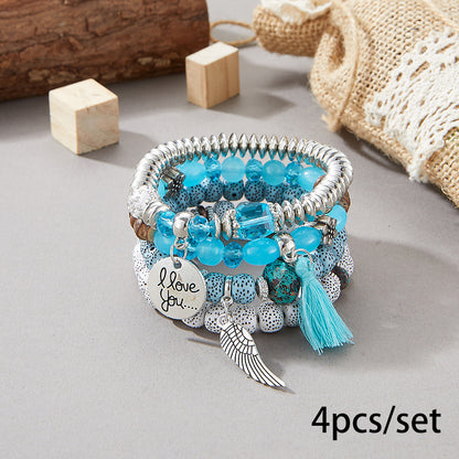 European and American Cross-Border Hot-Selling New Bohemian Bracelets Creative Tassel Multi-Layer Beaded Bracelets Fashion Jewelry