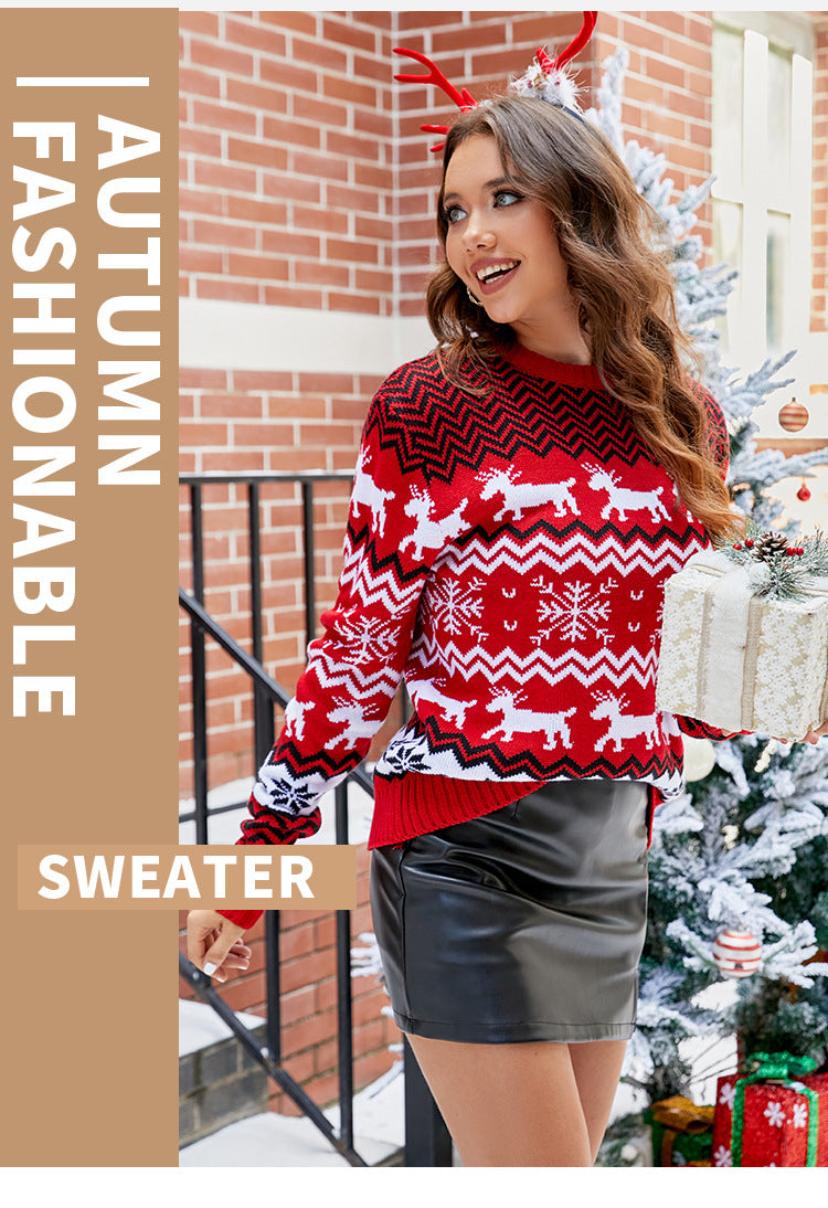 Amazon's Hottest Little Snowflake Christmas Sweater 2025 Autumn and Winter Casual Couple Wear Christmas Round Neck Sweater