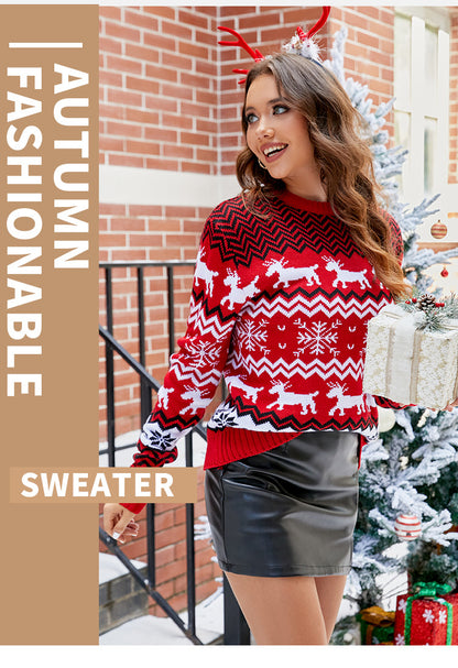 Amazon's Hottest Little Snowflake Christmas Sweater 2025 Autumn and Winter Casual Couple Wear Christmas Round Neck Sweater