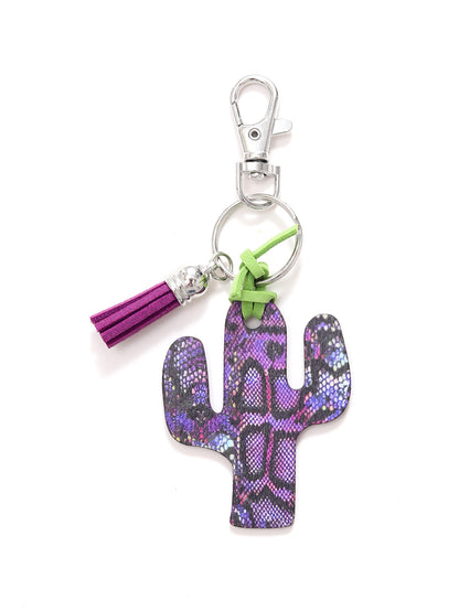 New Wooden Cactus Keychain Leopard Flower Rainbow Sunflower Striped Printed Bag Car Pendant