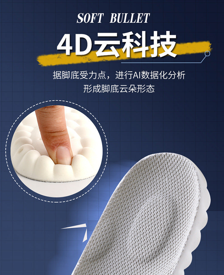 Super Soft Insoles That Feel Like Stepping on Shit, so You Won’T Get Tired after Standing for a Long Time, Thickeneded Massage for Men and Women, 4D Cloud Arch Support, Sports Shock Absorption and Sweat Absorption
