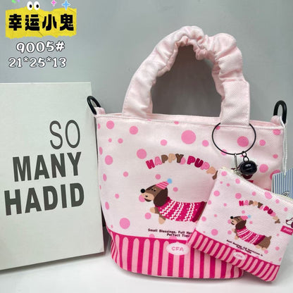 In-Stock New Small Cloth Bag Ins Cute Cartoon Women's Summer Cloth Bag Handbag Casual Tote Bag Upgrade
