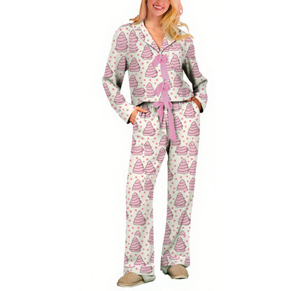 2024 autumn and winter Amazon new long sleeve home clothes pajamas Christmas Halloween digital printed pajamas suit