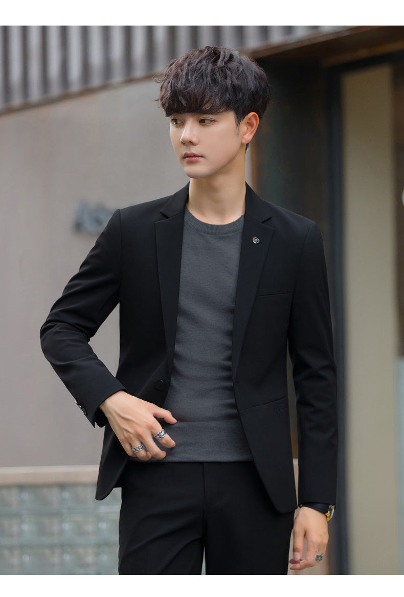 A 1.45kg Piece Set of Spring & Fall Casual Small Suit Jacket Men's Korean Style Slim Gray Formal Full Suit Suit