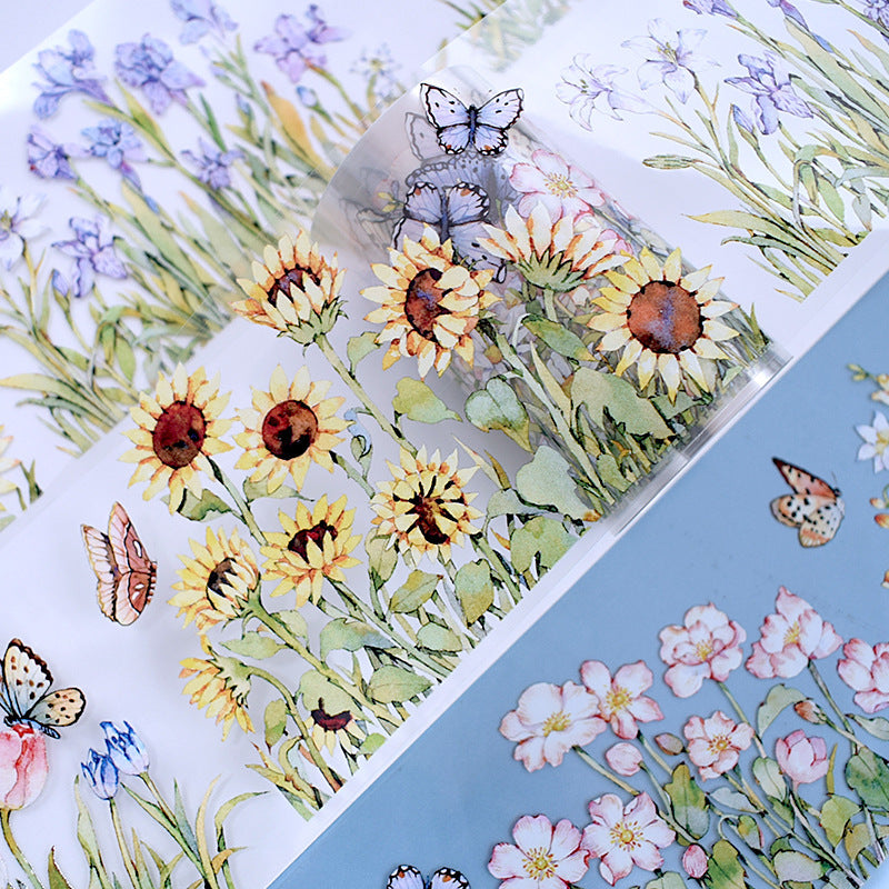 New pet Journal tape flower special material autumn letter simple full roll material shell optical flow hemp Journal tape