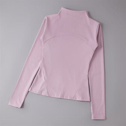 Yoga Clothing Women's Spring and Summer Vertical Collar Zipper Jacket Slim-fit Sun Protection Slimming Long-sleeved High-end Running Sports Fitness Top