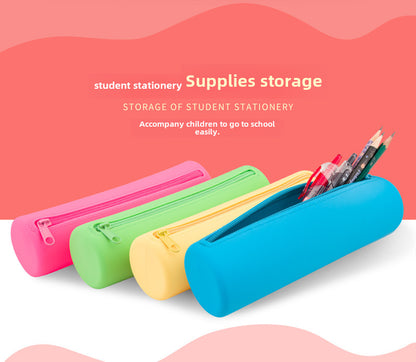 Round Silicone Bag Large Capacity Travel Multi-Purpose Toiletries Storage Bag Stationery Cosmetic Storage Box Storage