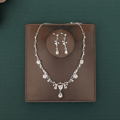 Korean Bride Necklace Earrings Two-piece Decorations Wedding Yarn Wedding Jewelry Wedding Accessories Dance Studio