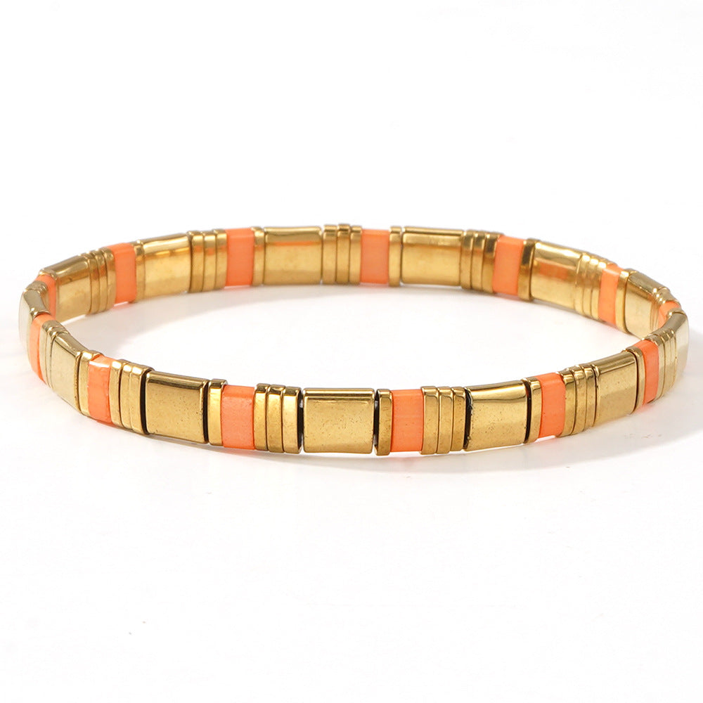 European and American Ins-style Multicolor Tila Bracelet suit Gold Black Gallstone Stitching Hand-woven Elastic Waterproof Bracelet