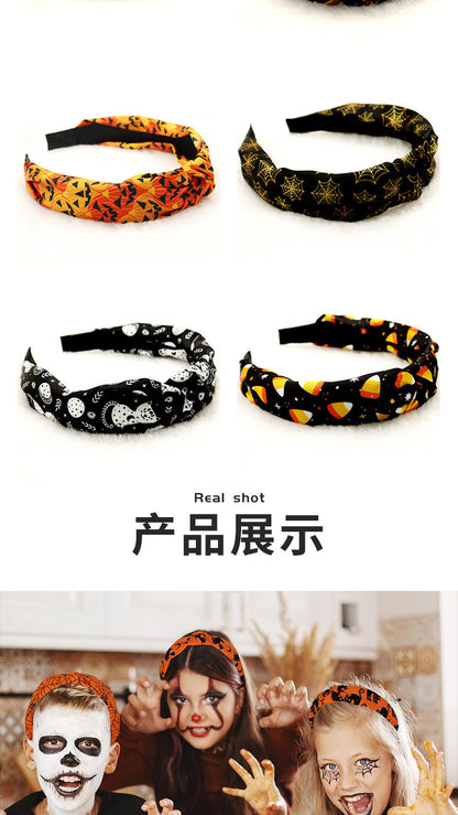 Cross-border wholesale Amazon Halloween pumpkin knotted hairband high cranial top headband hairpin high sense hair cave hair accessories