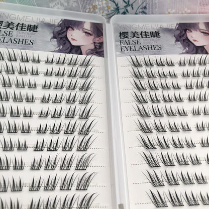 Yingmeijia Eyelashes Glue-Free Jade-Faced Little Fox False Eyelashes Ancient Style Natural Thick Oblique Segmented False Eyelashes Pure Desire