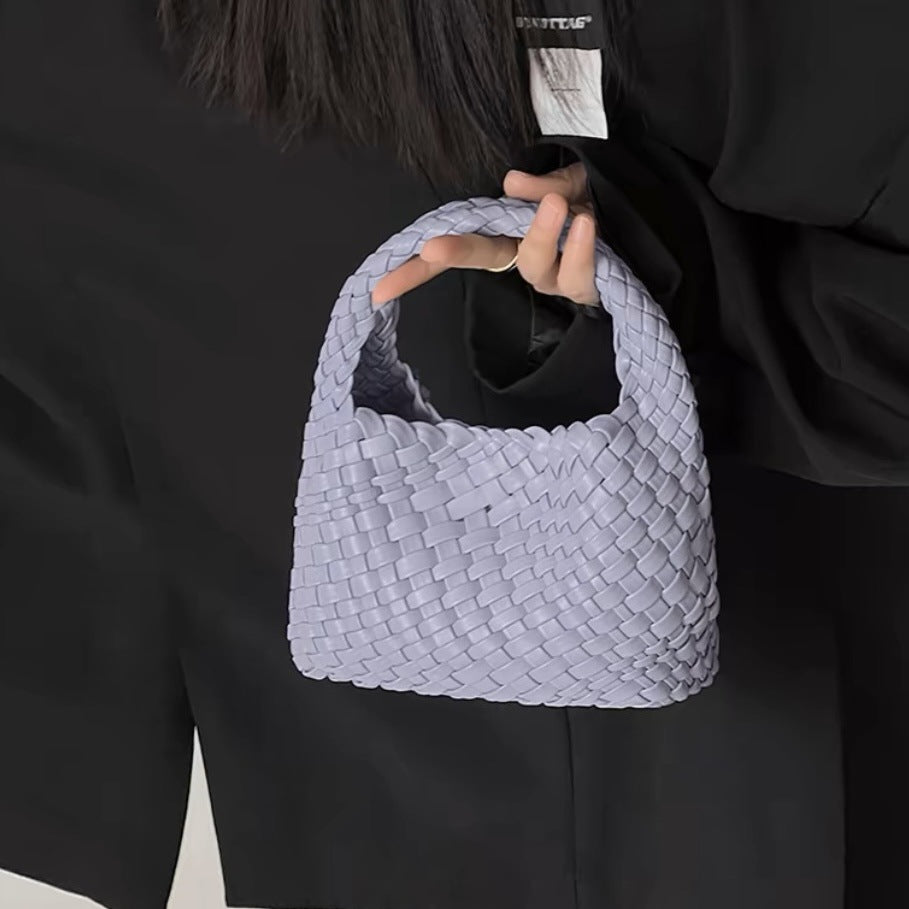 PU handmade woven bag summer high-end niche design women's bag handbag shoulder bag vegetable basket Ins bag