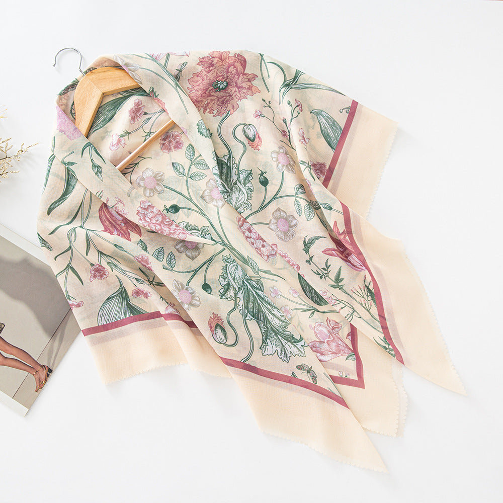 Cross-Border New Product Voile Print 110 Square Scarf Classic Lace Scarf Turban Malaysian Shawl