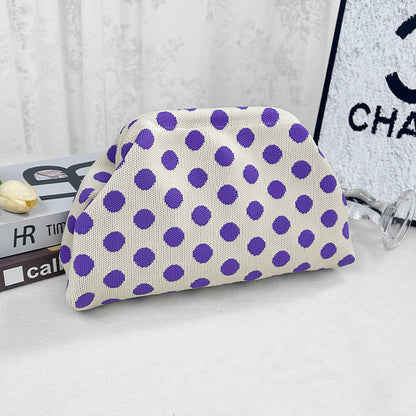 Cross-Border Dropshipping Knitted Bag Striped Clutch Bag for Women Fly-Knit Cloud Versatile Stylish Portable Makeup Bag Large Capacity