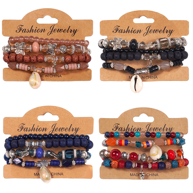 European and American Cross-Border Hot-Selling New Bohemian Bracelets Creative Tassel Multi-Layer Beaded Bracelets Fashion Jewelry