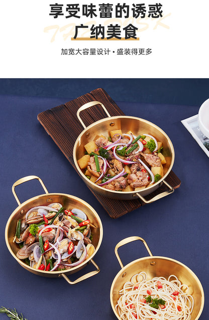 Korean-style Troops Small Hot Pot Seafood Dry Pot Net Celebrated Lamian Noodles Pot Cooking Pot Stainless Steel Noodle Pot Double Ear Soup Pot