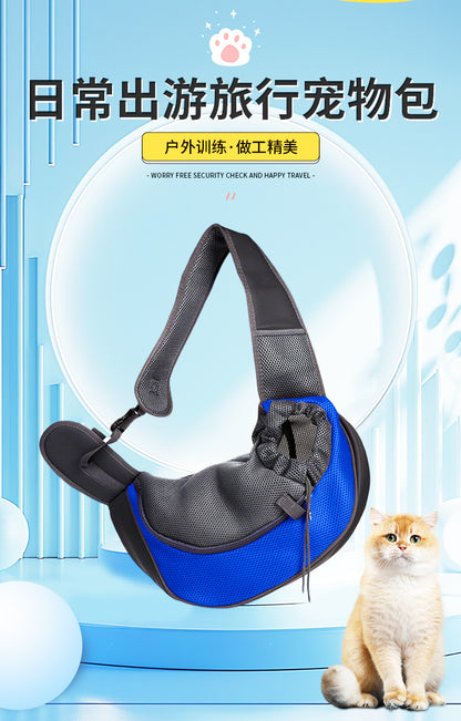 Cross-Border Pet Carrier Bag with Open Top, Breathable, Portable, Suitable for Cats and Dogs, Drawstring Mesh Single Shoulder Bag for Cats