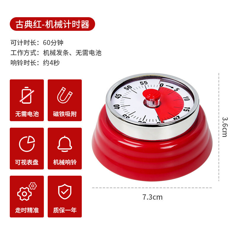 Export mechanical timer kitchen cooking timing reminder visual time management alarm clock countdown magnetic attraction