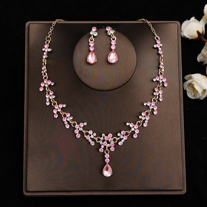 Korean Bride Necklace Earrings Two-piece Decorations Wedding Yarn Wedding Jewelry Wedding Accessories Dance Studio
