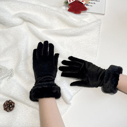 Christmas Party Gloves Bride Short Style Wedding Prom Performance Costume Red Thickened Christmas Gloves
