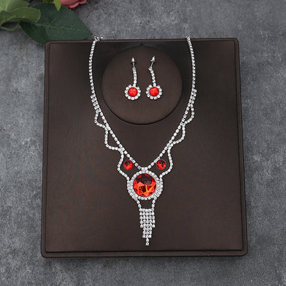 Korean Bride Necklace Earrings Two-piece Decorations Wedding Yarn Wedding Jewelry Wedding Accessories Dance Studio