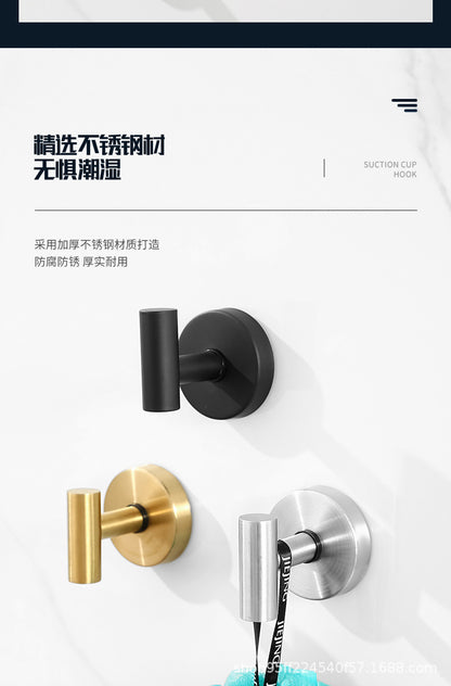 Cross-Border Stainless Steel Vacuum Suction Cup Hooks, No-Drill Bathroom Hooks, Kitchen Hooks, Towel Hooks, Clothes Hooks Wholesale
