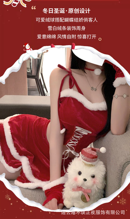 Don't miss the night New Year red Christmas sexy underwear pure desire wind clothes qqny cute cat uniform suit