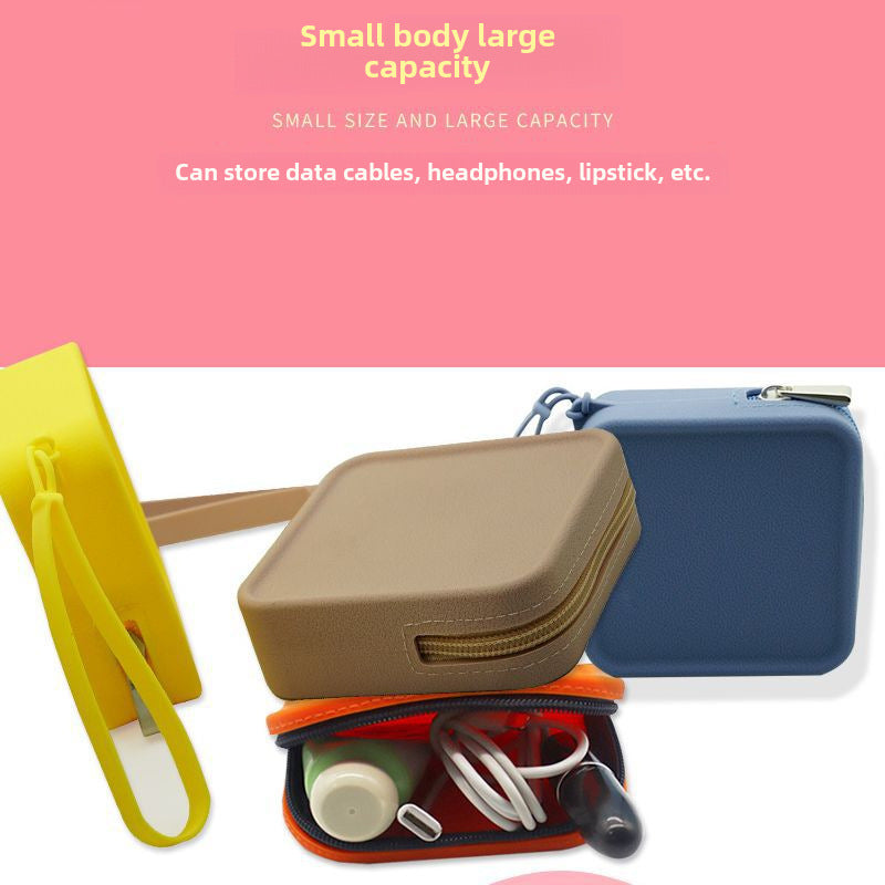 Square Makeup Organizer Silicone Coin Purse Portable Travel Storage Bag Multi-Purpose Lipstick Travel Essential