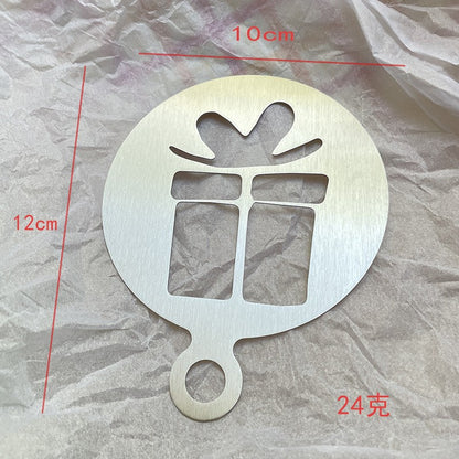 Factory Direct sales Christmas creative stainless steel coffee Garland piece mold portable coffee milk bubble spray flower printing template