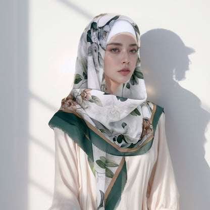 Cross-Border New Product Voile Print 110 Square Scarf Classic Lace Scarf Turban Malaysian Shawl