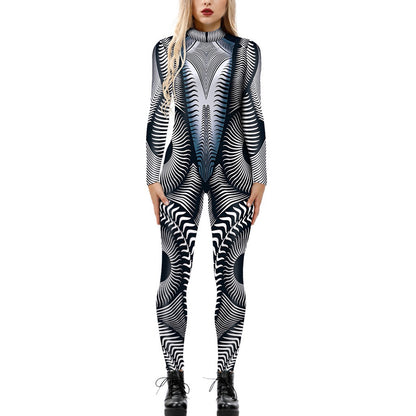 European and American New funny long-sleeved Halloween jumpsuit
