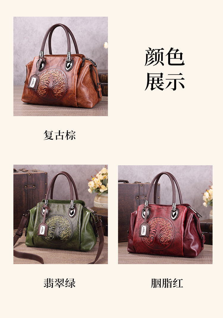 2025 New Chinese Style Retro European and American Style Bag Fashion Embossed Gradient Color Hand-Held Crossbody Pillow Women's Bag