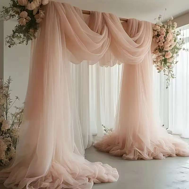 Wedding gauze curtain white gauze cross-border outdoor gauze curtain scene background decoration party wedding gauze wedding arch