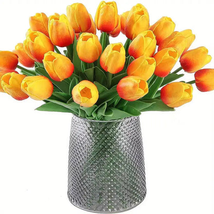 Pu Mini Tulip Artificial Flower Bouquet Cross-Border Artificial Flower Home Decoration Photo European Style Ornaments Factory Direct Sale