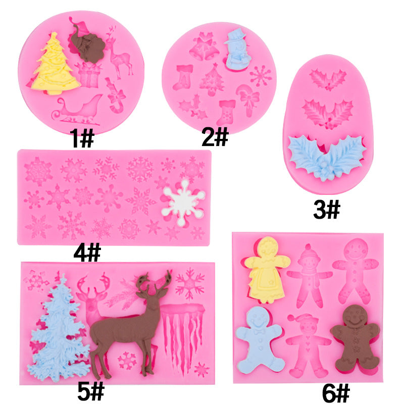 DIY Baking Christmas Series 6 Piece Set Flip Cake Christmas Party Silicone Mold Cake Decoration Spot