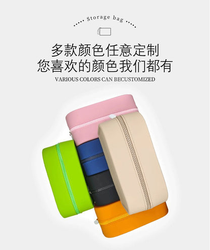 Factory Processing Travel Cosmetic Brush Bag Storage Wash Bag Logo Data Cable Travel Large Capacity Silicone Storage Bag