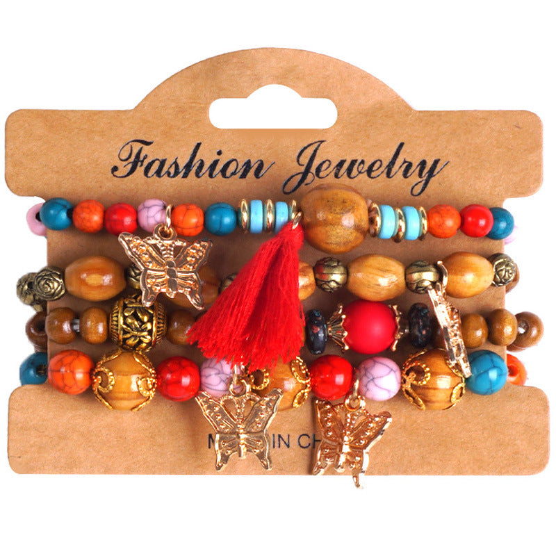 European and American Cross-Border Hot-Selling New Bohemian Bracelets Creative Tassel Multi-Layer Beaded Bracelets Fashion Jewelry