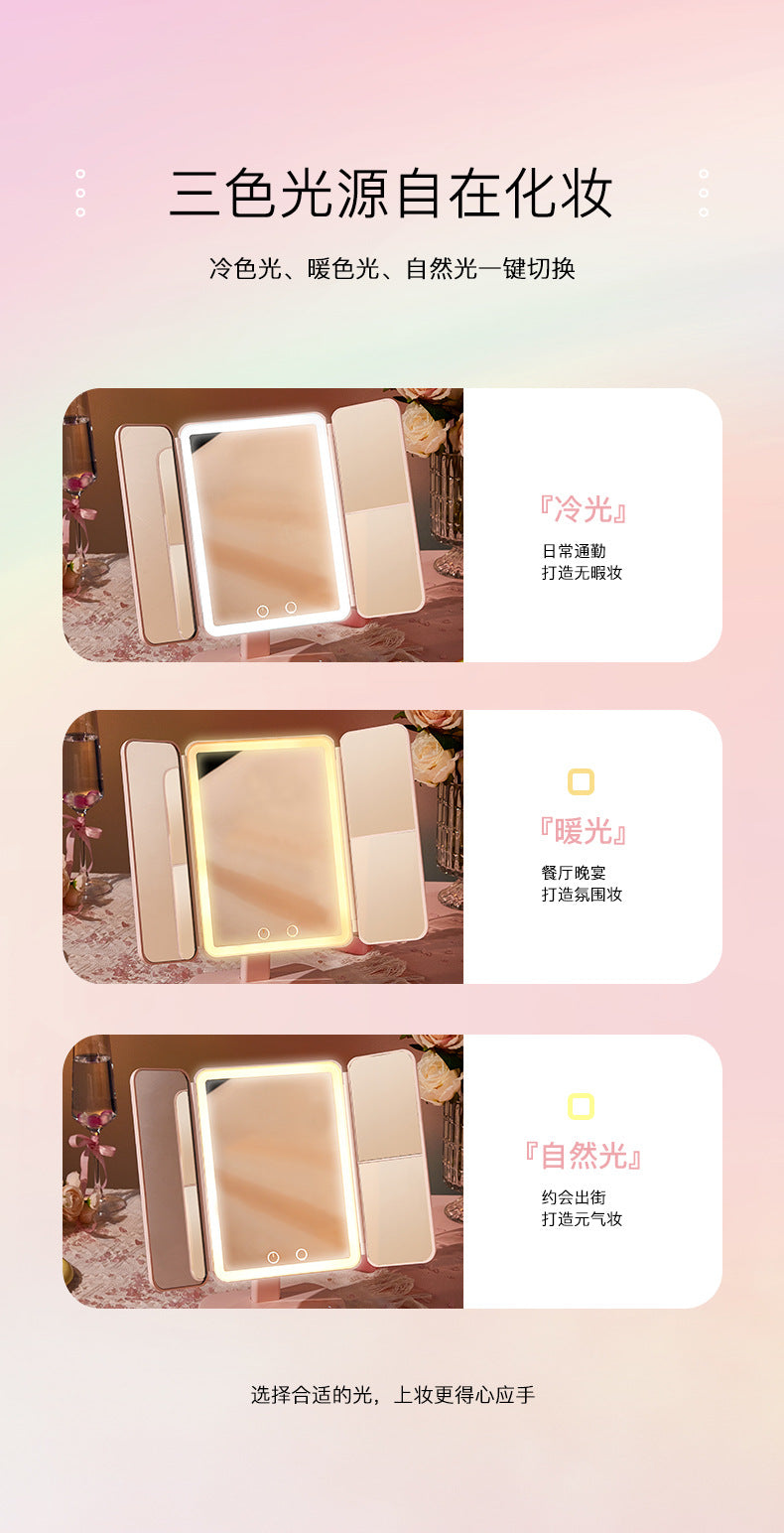 Led Makeup Mirror with Lamp Desktop Desktop Makeup Shell Mirror Holiday Gift for Girlfriend Dressing Mirror