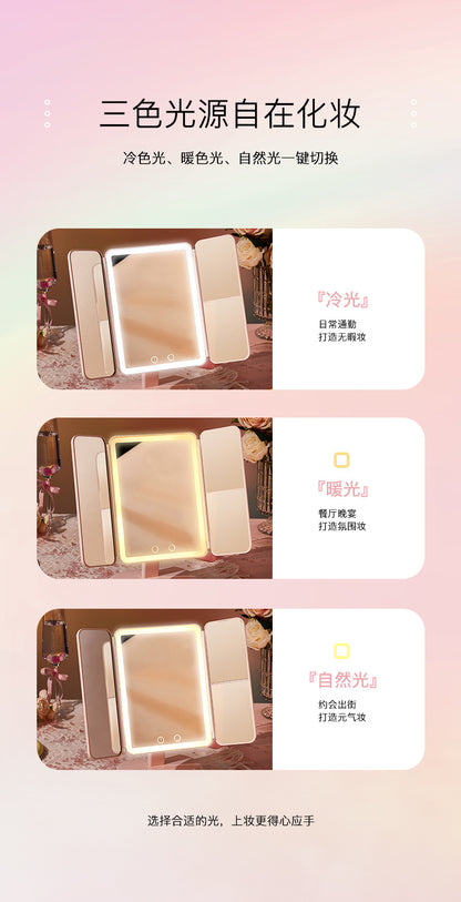 Led Makeup Mirror with Lamp Desktop Desktop Makeup Shell Mirror Holiday Gift for Girlfriend Dressing Mirror