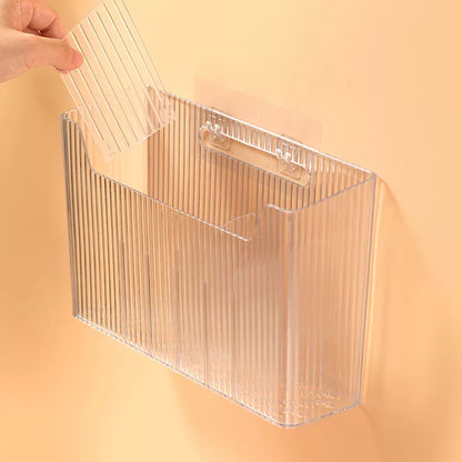 Desktop Wall Hanging Storage Box with Transparent Acrylic Cosmetics Bathroom Stationery Station Kitchen Storage Rack Bedside