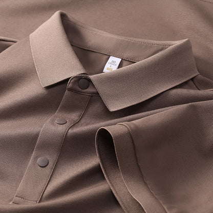 Cross-border Foreign Trade Copper Ammonia Silk T-shirt Men's Business Casual Short-sleeved Summer Gastrodia elata Mulberry Silk Lapel Men's Polo Shirt