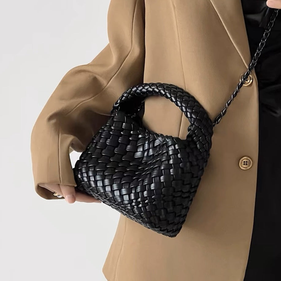PU handmade woven bag summer high-end niche design women's bag handbag shoulder bag vegetable basket Ins bag