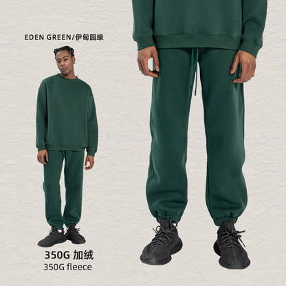Cai Xiang Island Men's Clothing | Autumn and Winter 350g Dopamine Fleece Oversized Loose Trendy Brand Men's Sweatshirt and Pants Set