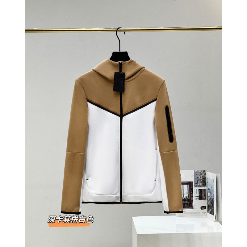 2024 Spring and Autumn Casual Sports Cotton Air Layer Hooded Zipper Cardigan Men's Jacket 490 Coat