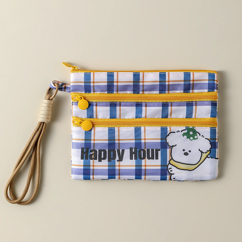 Plaid Contrasting Color Id Cosmetics Bag Travel Abroad Id Card Passport Ticket Card Bag Portable Multi-Functional Carry-On Bag